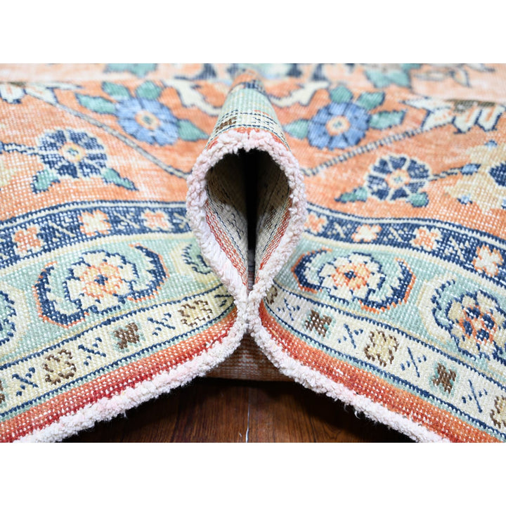 12'2" x 15'2" Vintage Hand Knotted Orange Wool Rectangle Oriental Rug - MOA10274483
