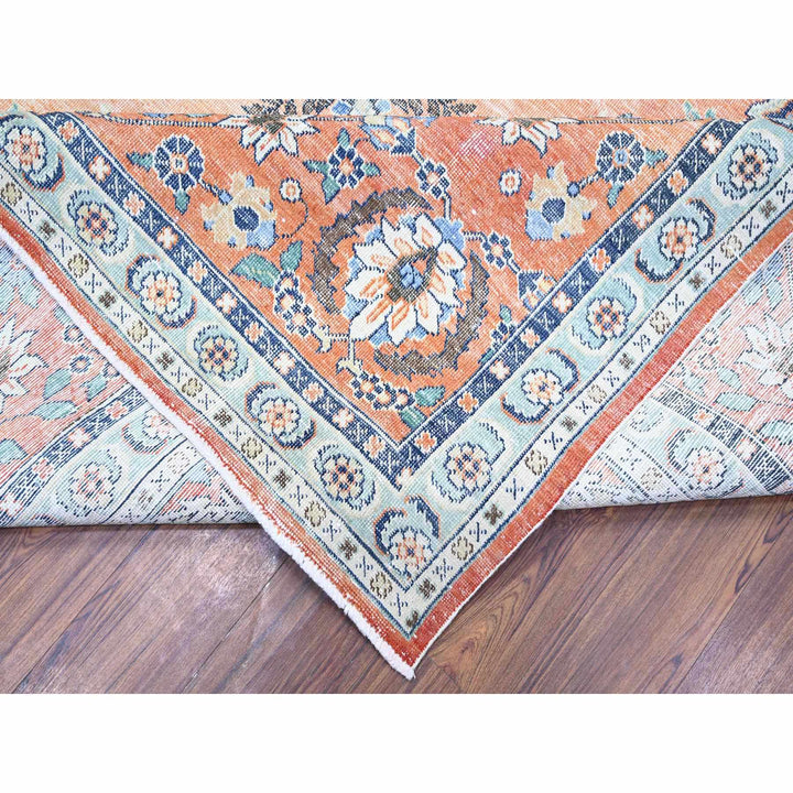 12'2" x 15'2" Vintage Hand Knotted Orange Wool Rectangle Oriental Rug - MOA10274483