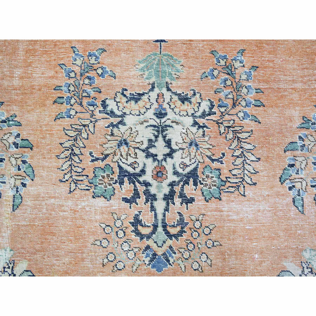 12'2" x 15'2" Vintage Hand Knotted Orange Wool Rectangle Oriental Rug - MOA10274483