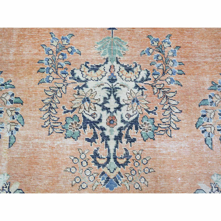 12'2" x 15'2" Vintage Hand Knotted Orange Wool Rectangle Oriental Rug - MOA10274483