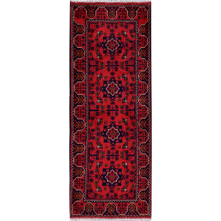 1'9" x 4'8" New Hand Knotted Red Wool Runner Oriental Rug - MOA102744
