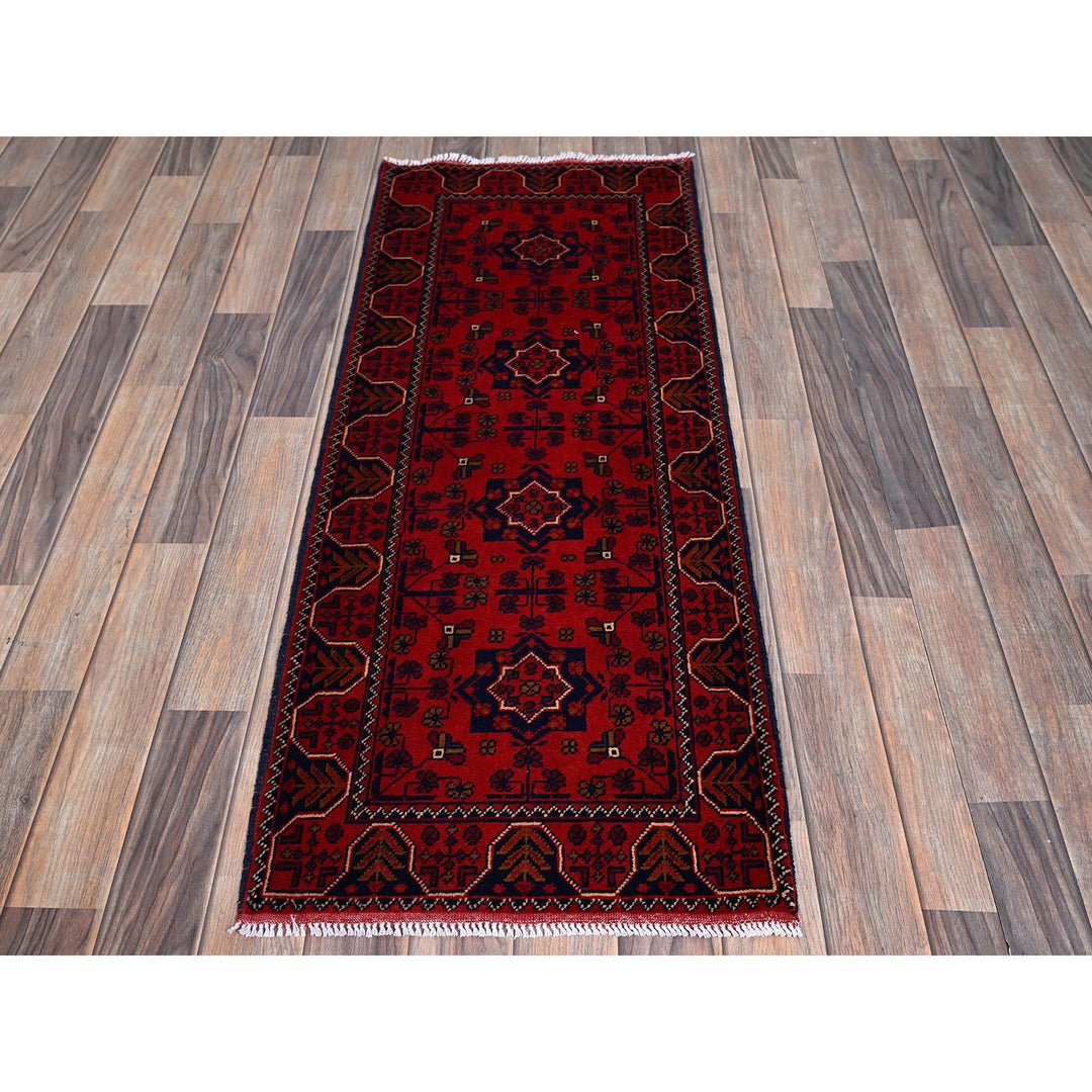 1'9" x 4'8" New Hand Knotted Red Wool Runner Oriental Rug - MOA102744