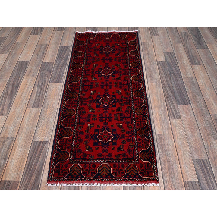 1'9" x 4'8" New Hand Knotted Red Wool Runner Oriental Rug - MOA102744