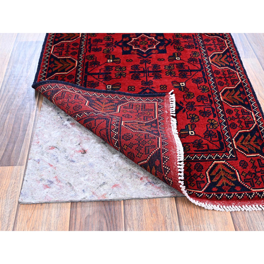 1'9" x 4'8" New Hand Knotted Red Wool Runner Oriental Rug - MOA102744