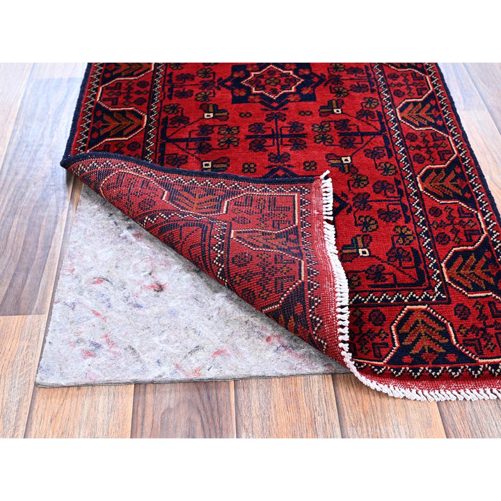 1'9" x 4'8" New Hand Knotted Red Wool Runner Oriental Rug - MOA102744