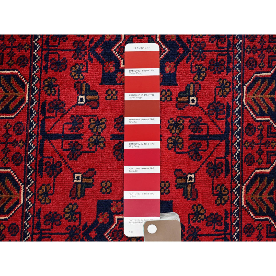 1'9" x 4'8" New Hand Knotted Red Wool Runner Oriental Rug - MOA102744