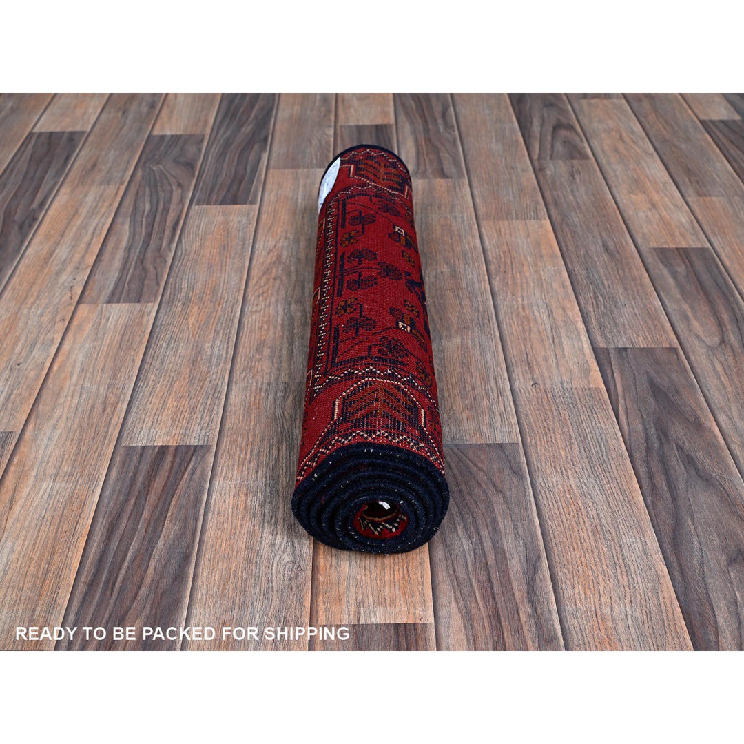 1'9" x 4'8" New Hand Knotted Red Wool Runner Oriental Rug - MOA102744