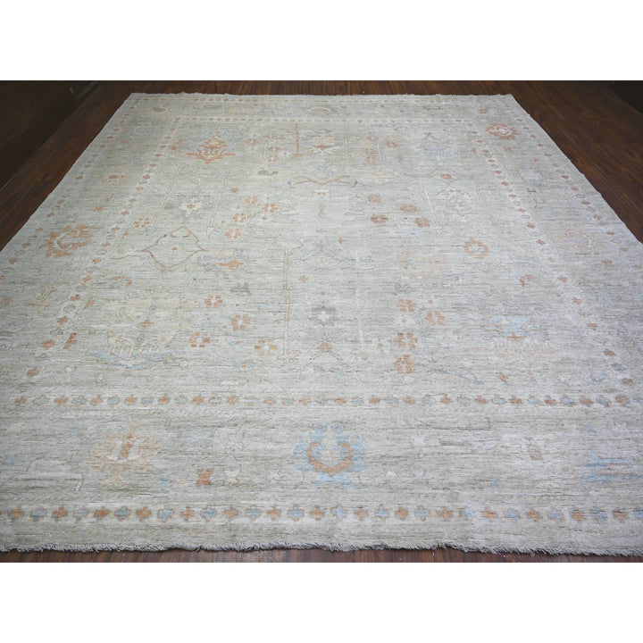 11'10" x 11'11" New Hand Knotted Grey Wool Square Oriental Rug - MOA10274505