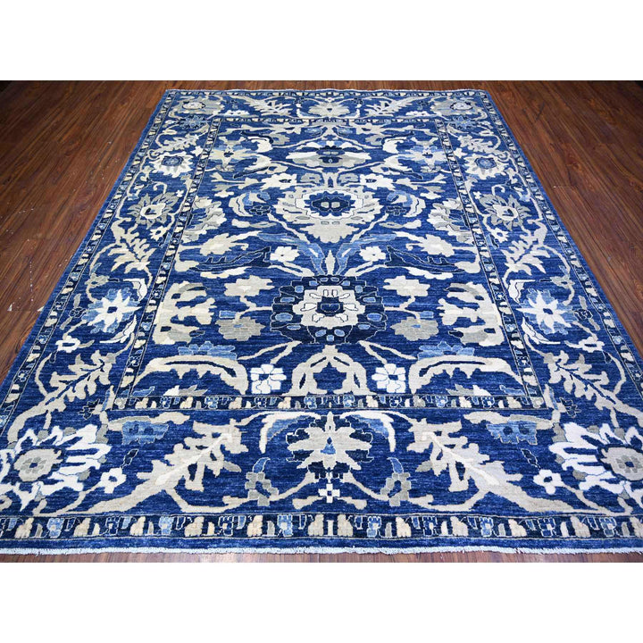 8'2" x 9'8" New Hand Knotted Blue Wool Rectangle Oriental Rug - MOA10274507