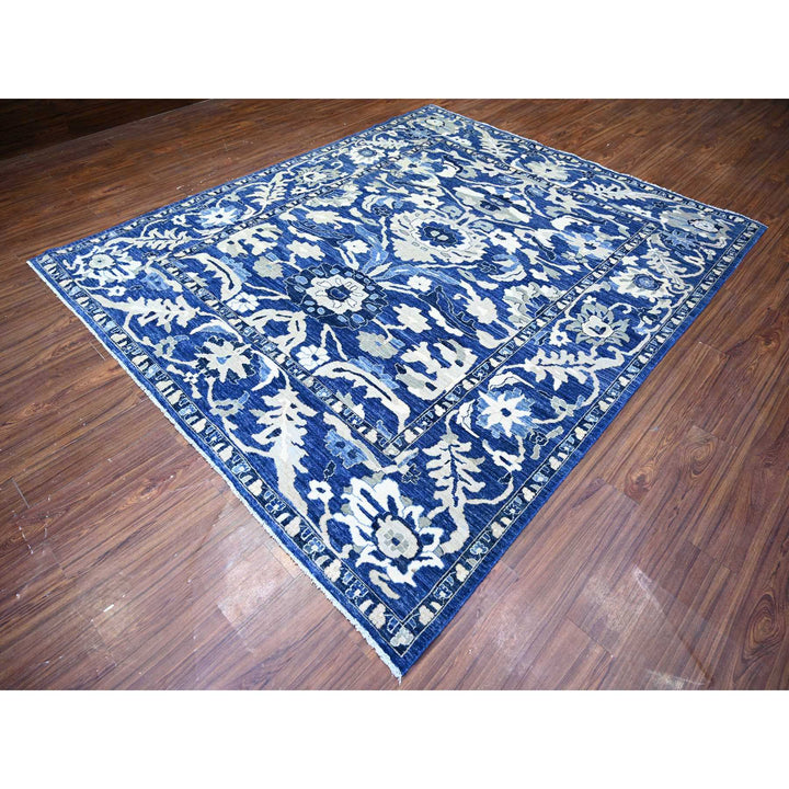 8'2" x 9'8" New Hand Knotted Blue Wool Rectangle Oriental Rug - MOA10274507