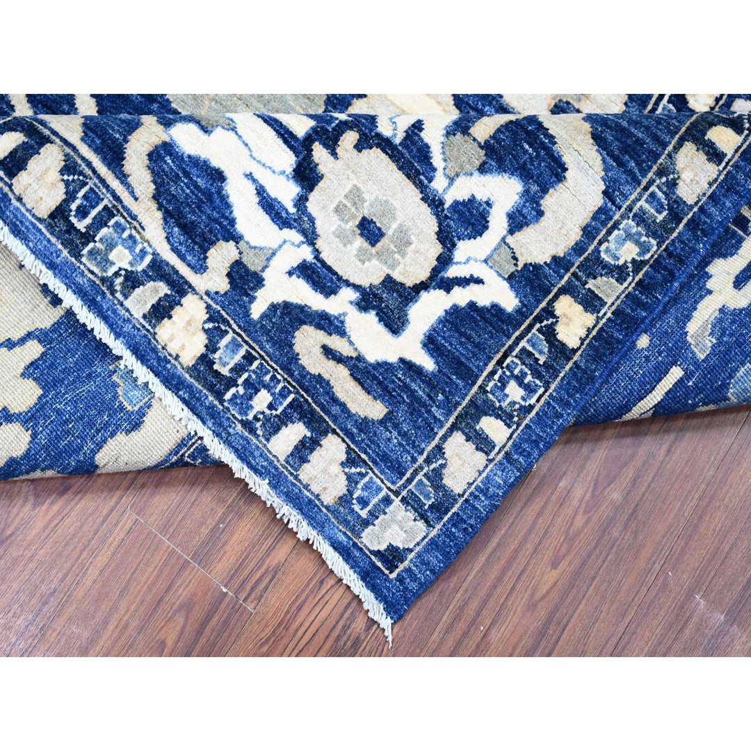 8'2" x 9'8" New Hand Knotted Blue Wool Rectangle Oriental Rug - MOA10274507