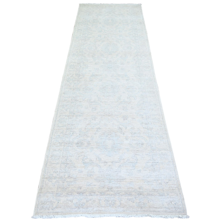 2'11" x 9'4" New Hand Knotted Ivory Wool Runner Oriental Rug - MOA10274510