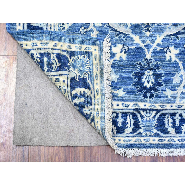 3'2" x 4'10" New Hand Knotted Blue Wool Rectangle Oriental Rug - MOA10274544