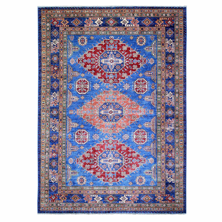 8'2" x 11'6" New Hand Knotted Blue Wool Rectangle Oriental Rug - MOA10274548