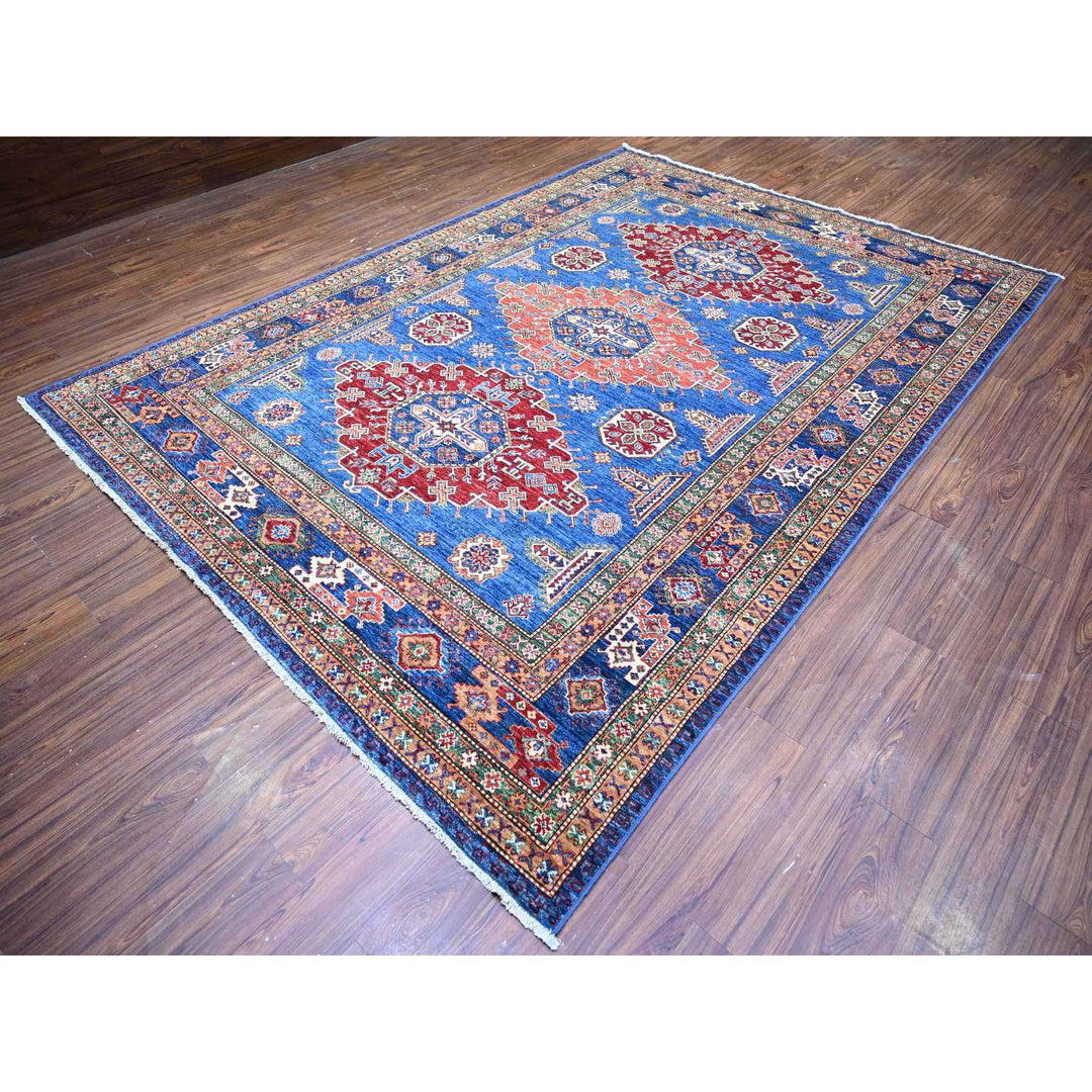 8'2" x 11'6" New Hand Knotted Blue Wool Rectangle Oriental Rug - MOA10274548