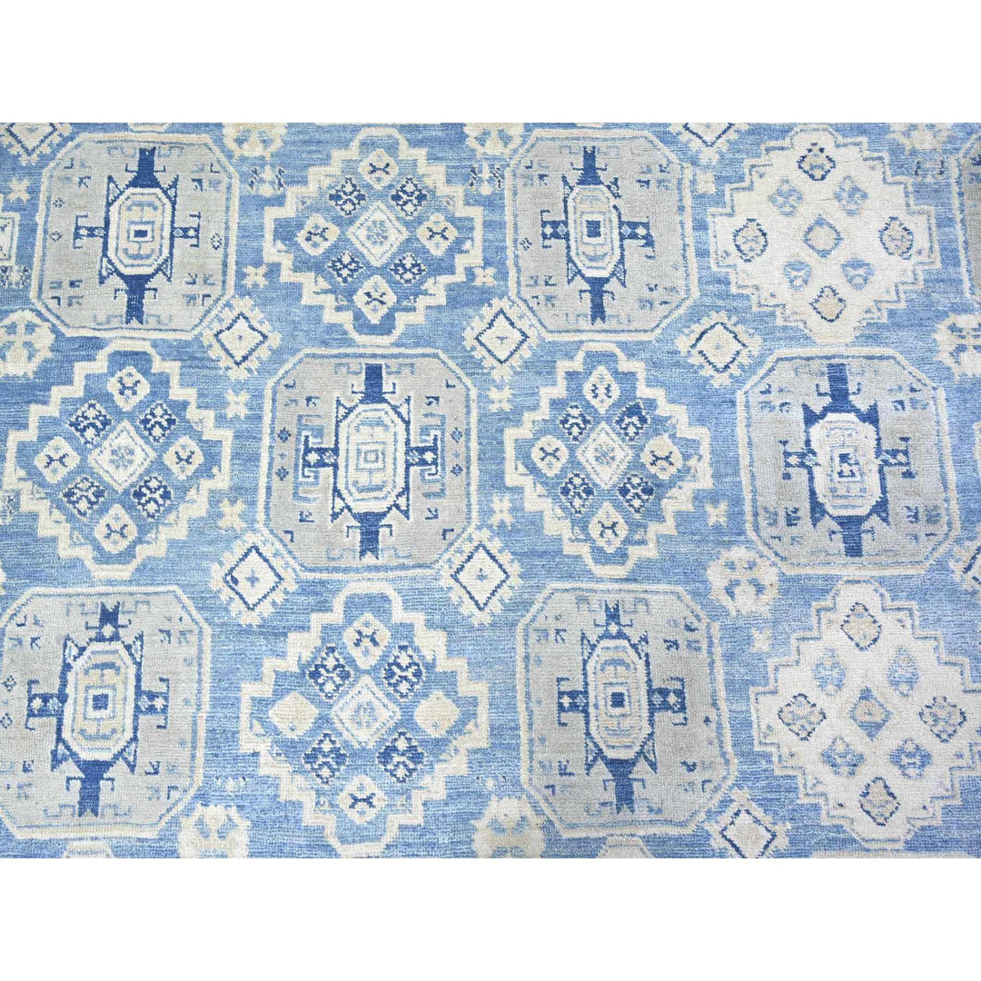 11'11" x 16'9" New Hand Knotted Blue Wool Rectangle Oriental Rug - MOA10274552