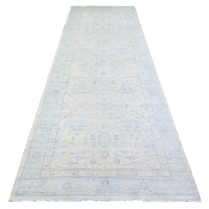 4'1" x 12'0" New Hand Knotted Ivory Wool Runner Oriental Rug - MOA10274578