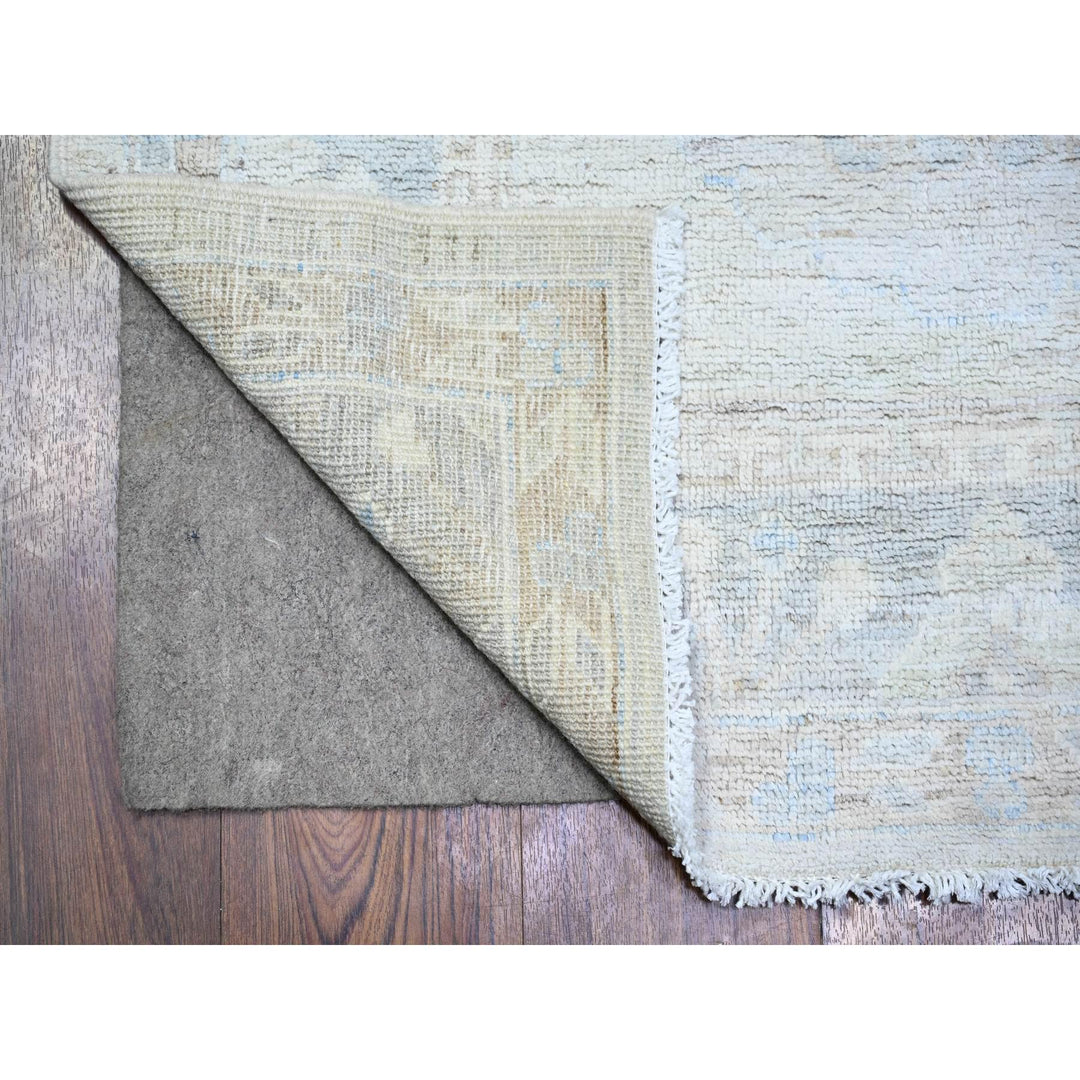 3'1" x 12'1" New Hand Knotted Grey Wool Runner Oriental Rug - MOA10274581