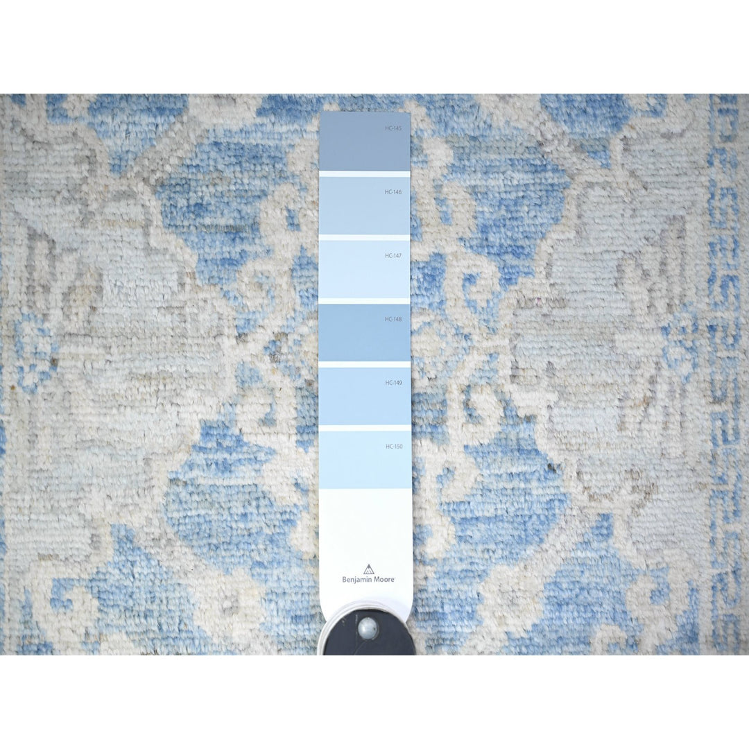 2'6" x 16'2" New Hand Knotted Blue Wool Runner Oriental Rug - MOA10274584