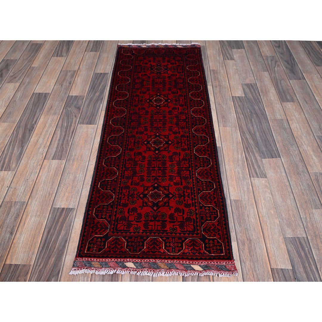 1'9" x 4'11" New Hand Knotted Red Wool Runner Oriental Rug - MOA102745