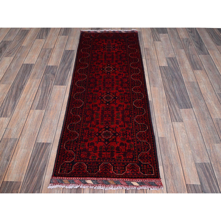 1'9" x 4'11" New Hand Knotted Red Wool Runner Oriental Rug - MOA102745