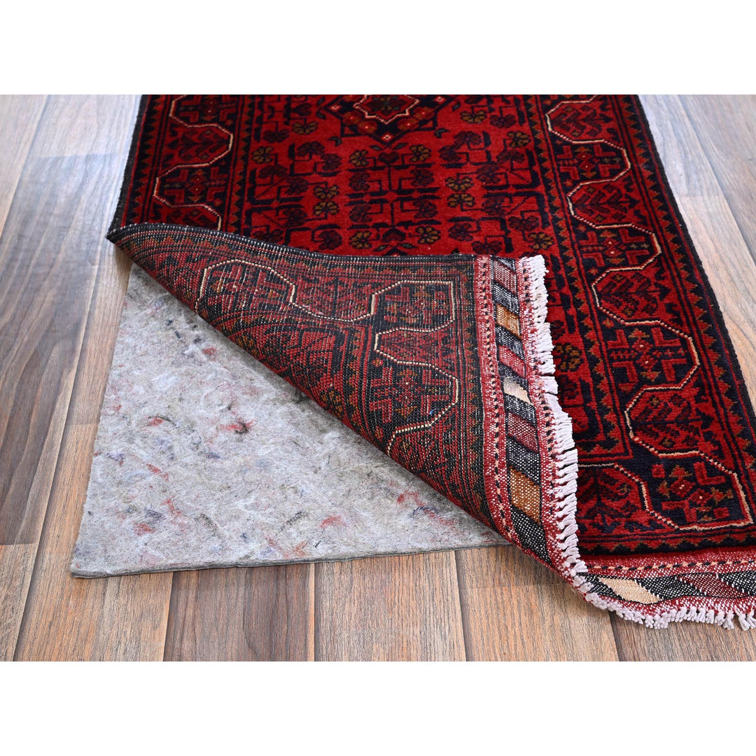 1'9" x 4'11" New Hand Knotted Red Wool Runner Oriental Rug - MOA102745