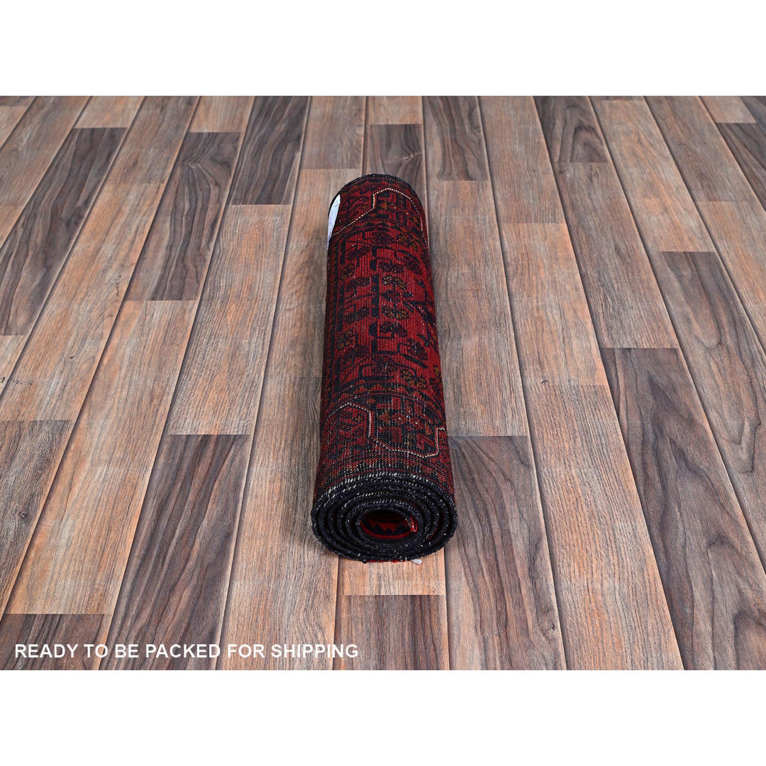 1'9" x 4'11" New Hand Knotted Red Wool Runner Oriental Rug - MOA102745