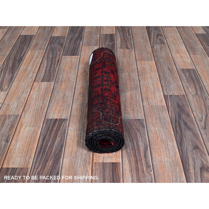 1'9" x 4'11" New Hand Knotted Red Wool Runner Oriental Rug - MOA102745