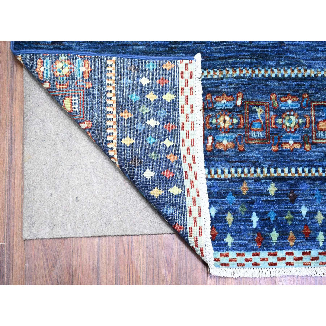 8'11" x 11'11" New Hand Knotted Blue Wool Rectangle Oriental Rug - MOA10274601