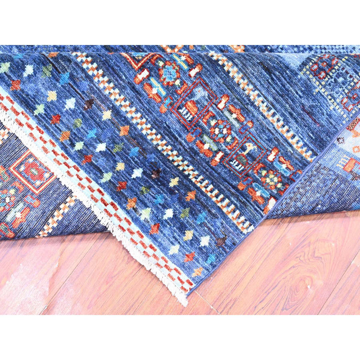 8'11" x 11'11" New Hand Knotted Blue Wool Rectangle Oriental Rug - MOA10274601