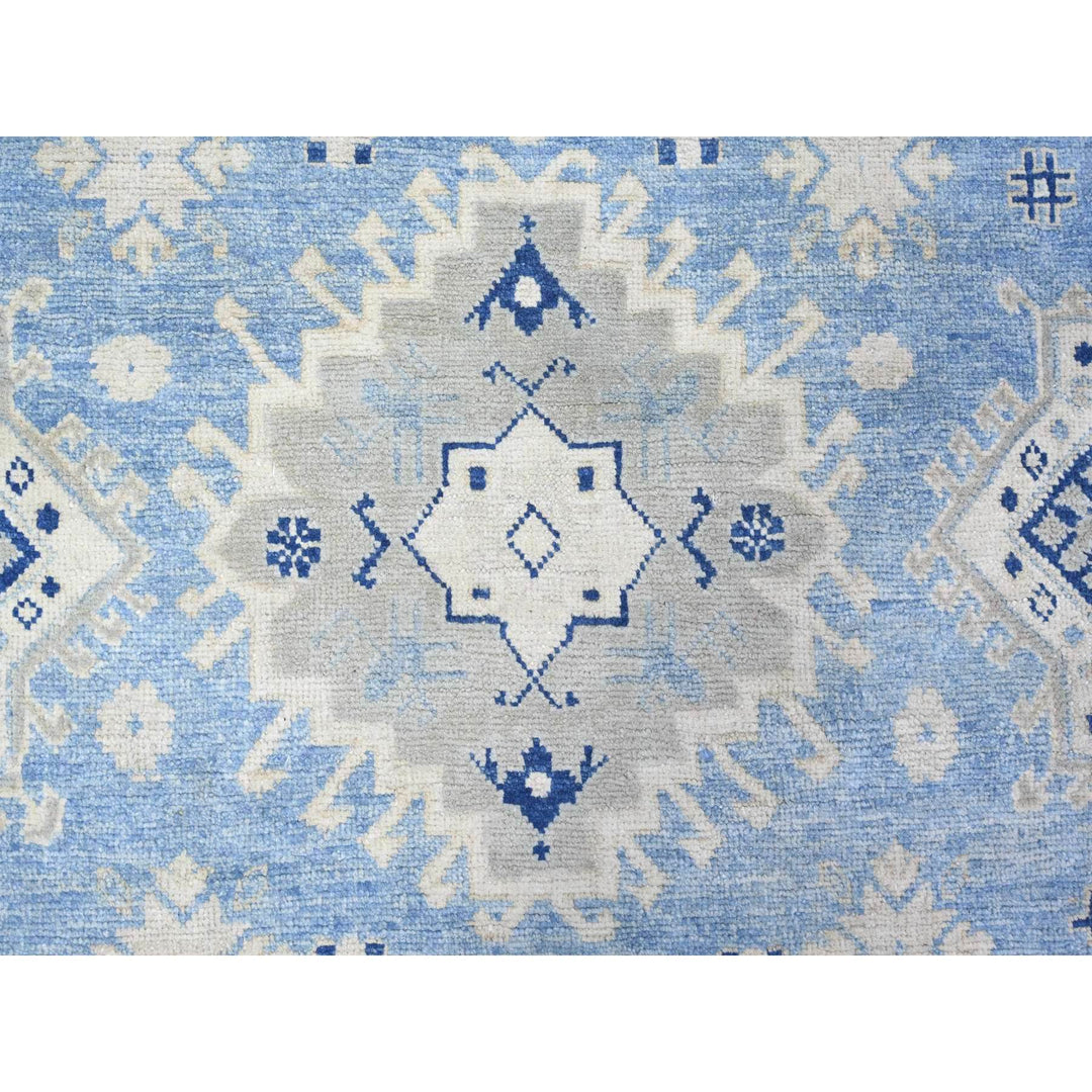 12'1" x 17'4" New Hand Knotted Blue Wool Rectangle Oriental Rug - MOA10274602