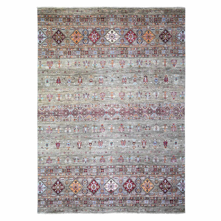 8'6" x 11'8" New Hand Knotted Grey Wool Rectangle Oriental Rug - MOA10274621