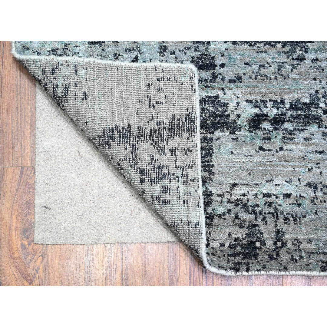 8'10" x 12'9" New Hand Knotted Grey Wool Rectangle Oriental Rug - MOA10274628