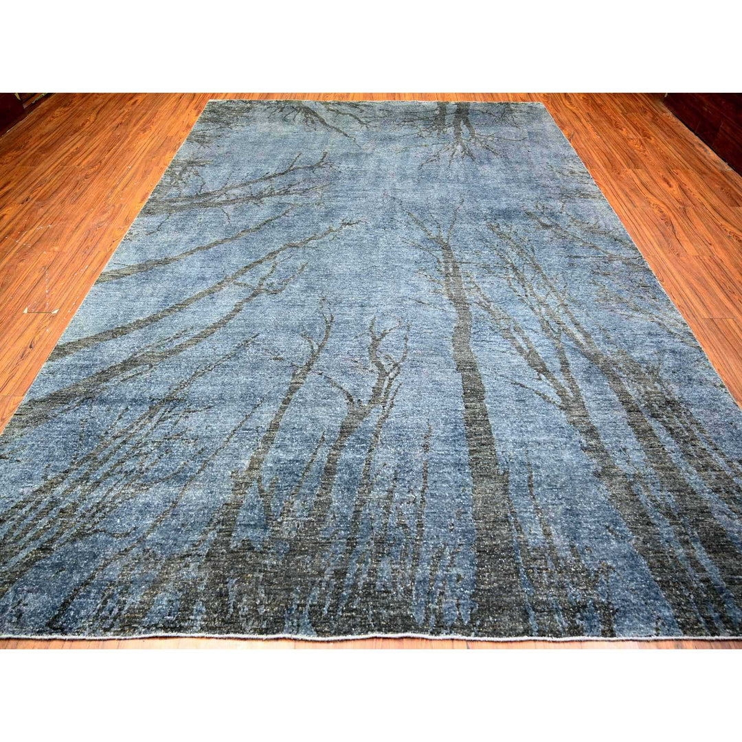 8'10" x 12'1" New Hand Knotted Grey Wool Rectangle Oriental Rug - MOA10274629