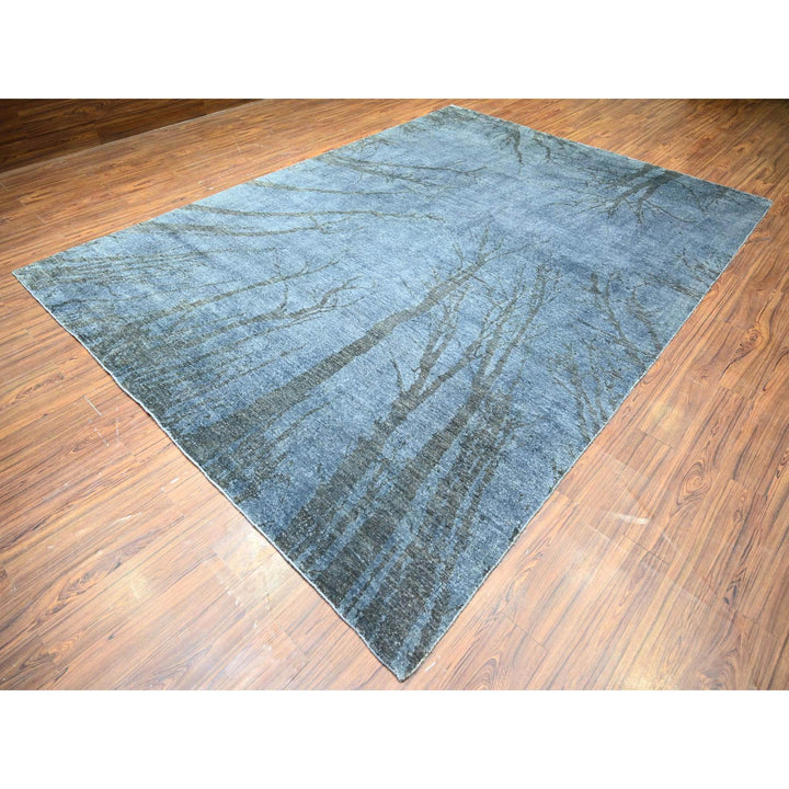 8'10" x 12'1" New Hand Knotted Grey Wool Rectangle Oriental Rug - MOA10274629