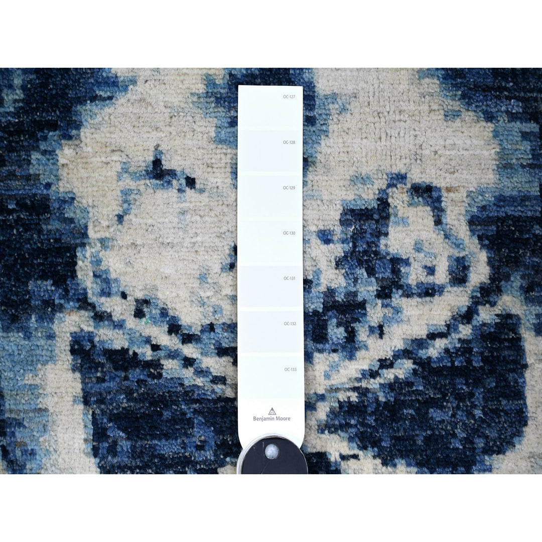 7'10" x 10'2" New Hand Knotted Blue Wool Rectangle Oriental Rug - MOA10274630