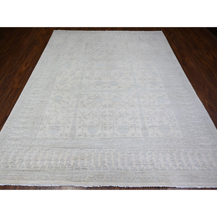 7'10" x 9'5" New Hand Knotted Ivory Wool Rectangle Oriental Rug - MOA10274667