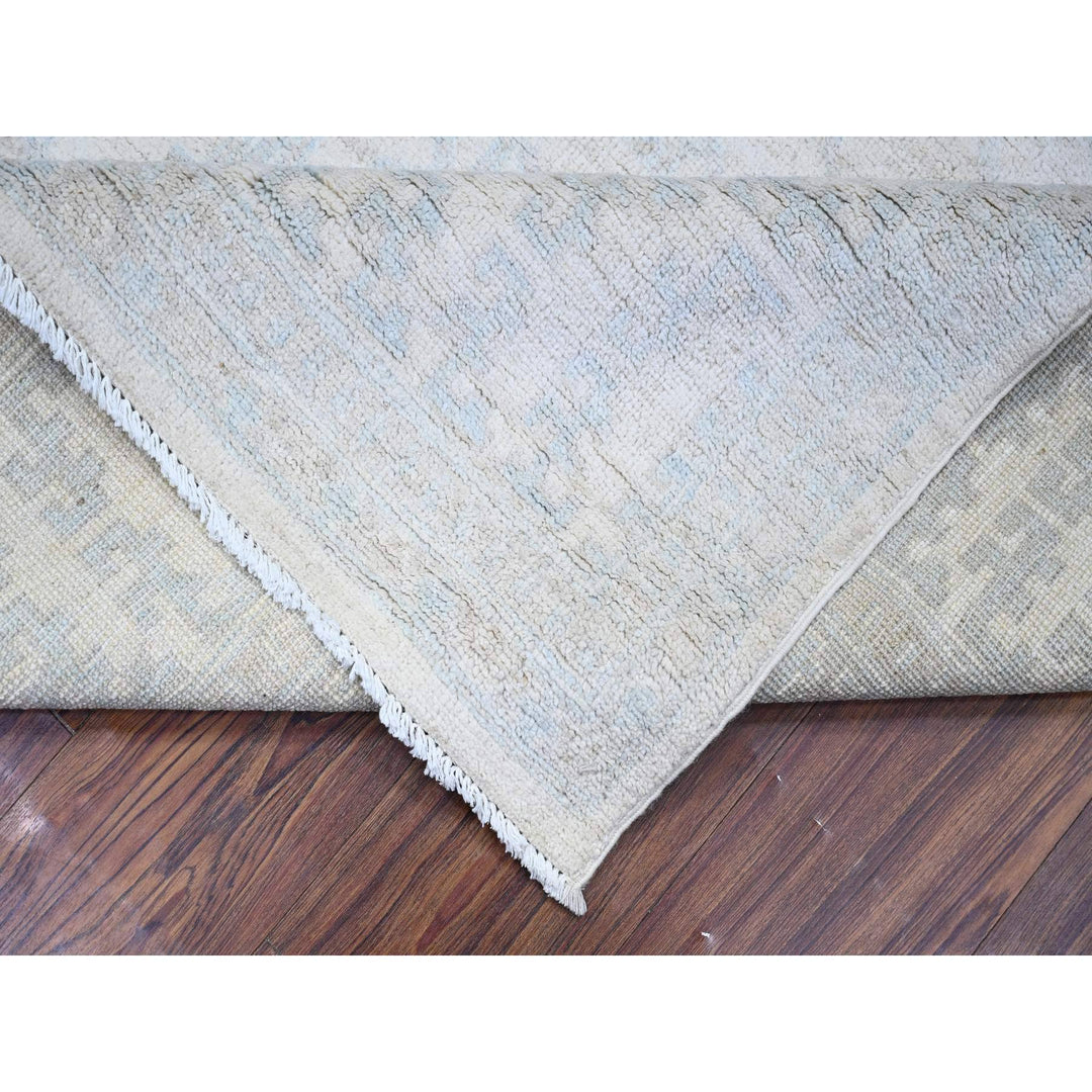 7'10" x 9'5" New Hand Knotted Ivory Wool Rectangle Oriental Rug - MOA10274667