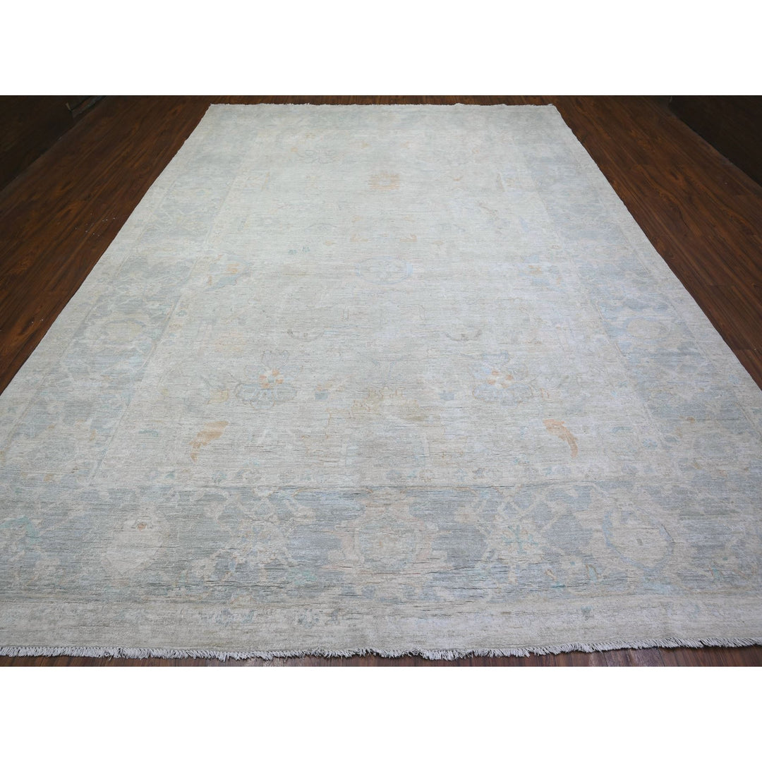 9'11" x 13'6" New Hand Knotted Grey Wool Rectangle Oriental Rug - MOA10274672