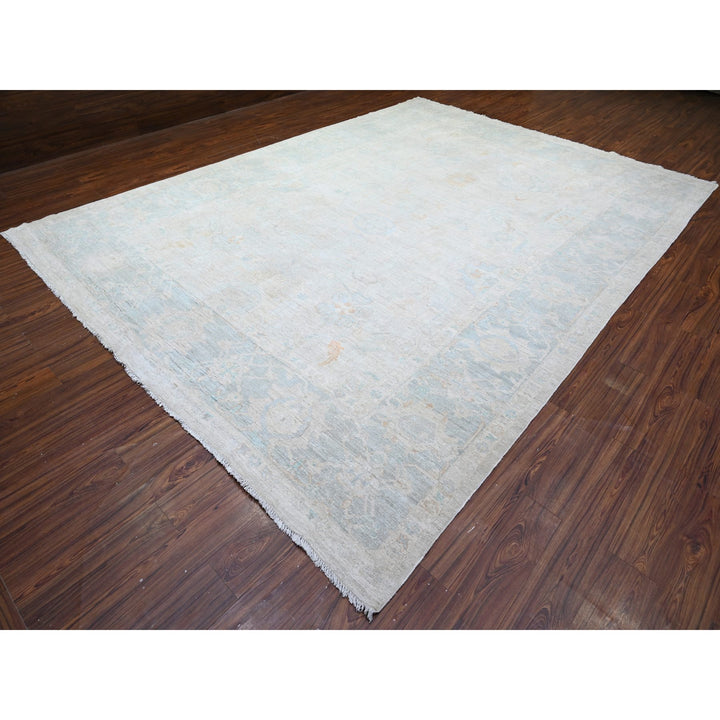 9'11" x 13'6" New Hand Knotted Grey Wool Rectangle Oriental Rug - MOA10274672