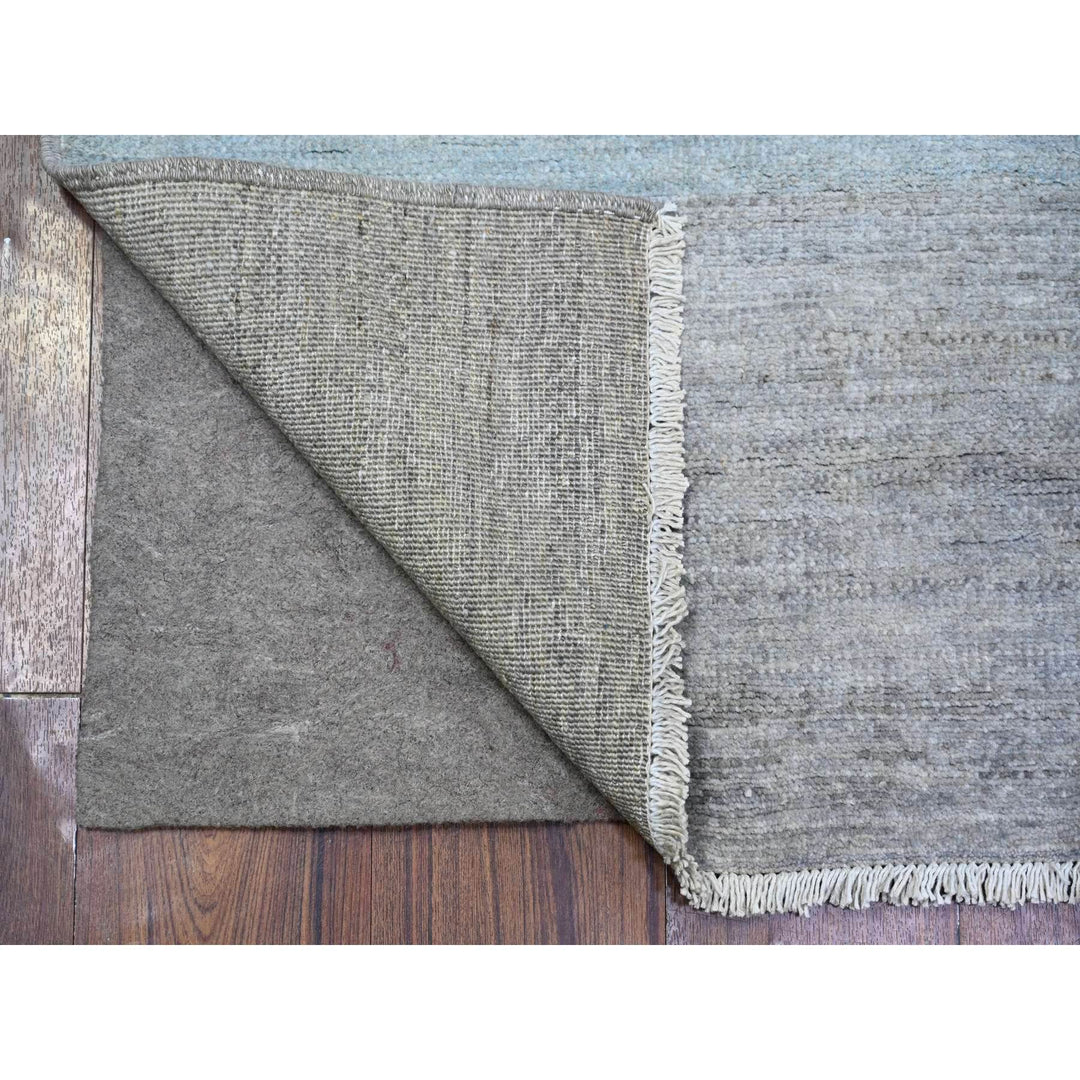 2'8" x 9'5" New Hand Knotted Grey Wool Runner Oriental Rug - MOA10274688