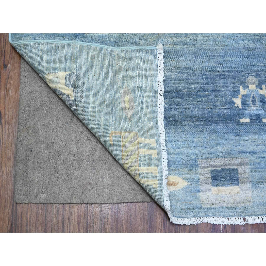 8'2" x 9'7" New Hand Knotted Blue Wool Rectangle Oriental Rug - MOA10274691