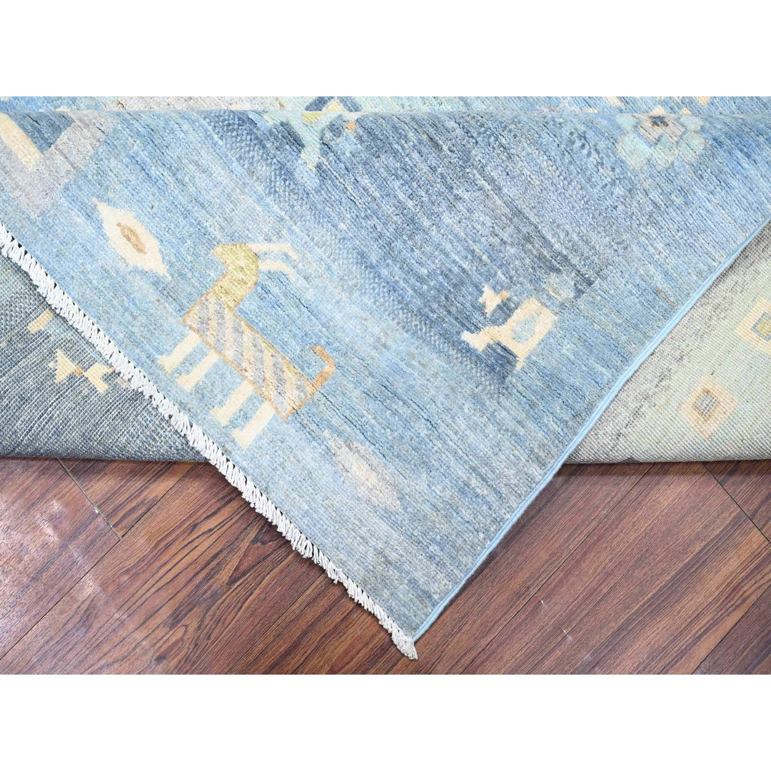 8'2" x 9'7" New Hand Knotted Blue Wool Rectangle Oriental Rug - MOA10274691