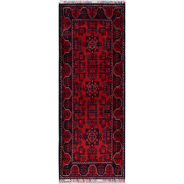 1'9" x 4'10" New Hand Knotted Red Wool Runner Oriental Rug - MOA102746