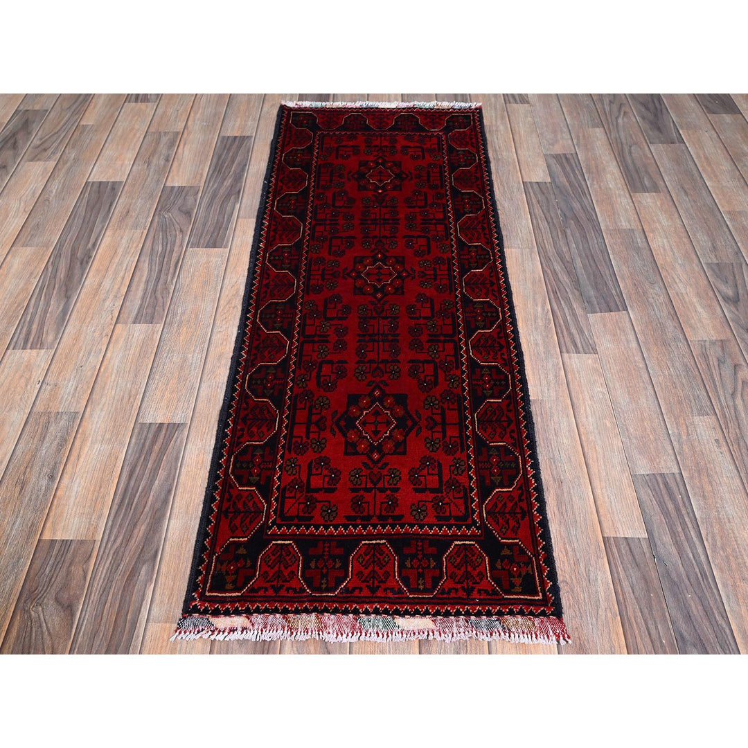1'9" x 4'10" New Hand Knotted Red Wool Runner Oriental Rug - MOA102746