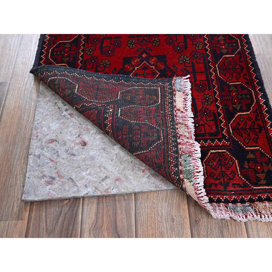 1'9" x 4'10" New Hand Knotted Red Wool Runner Oriental Rug - MOA102746