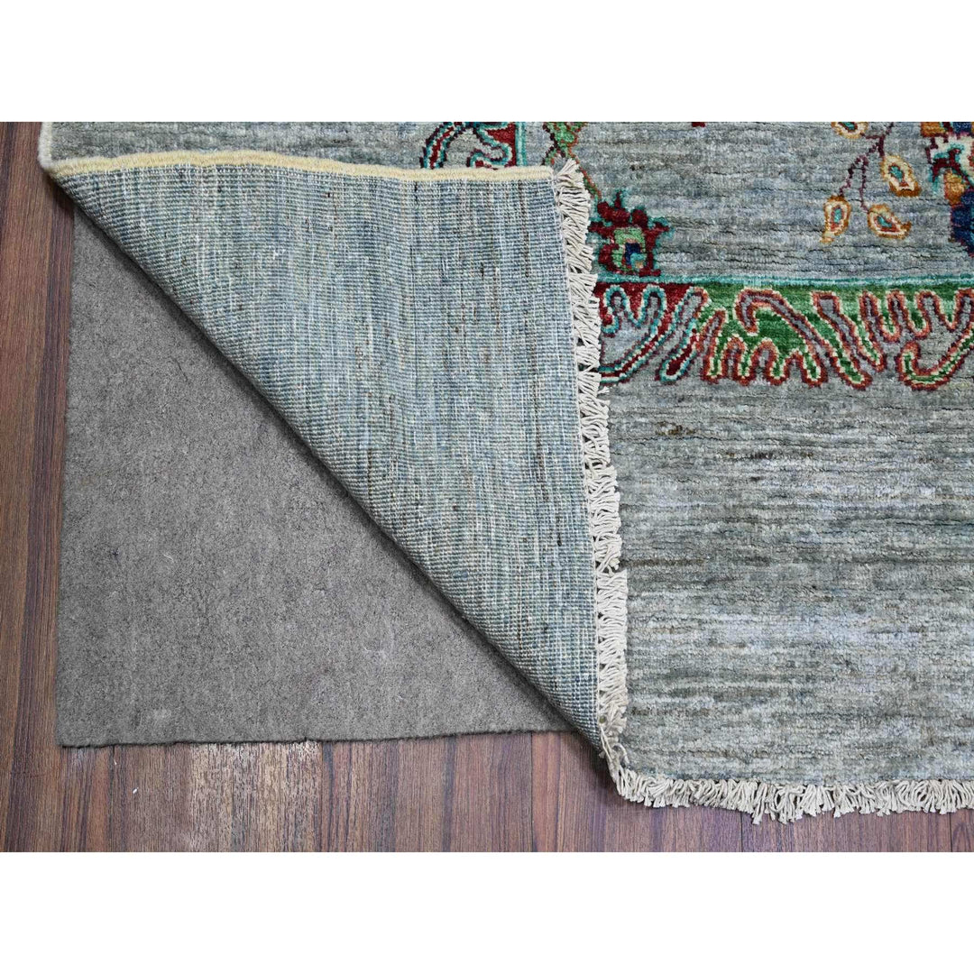 8'9" x 12'1" New Hand Knotted Grey Wool Rectangle Oriental Rug - MOA10274704