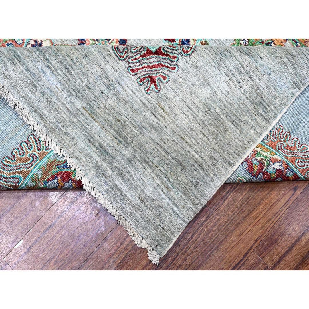 8'9" x 12'1" New Hand Knotted Grey Wool Rectangle Oriental Rug - MOA10274704