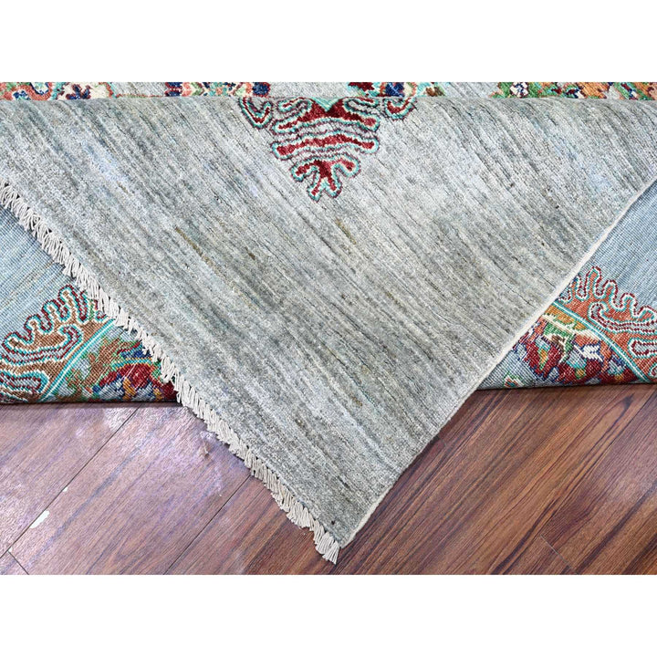 8'9" x 12'1" New Hand Knotted Grey Wool Rectangle Oriental Rug - MOA10274704