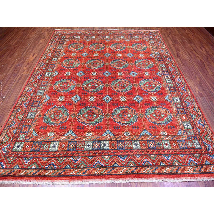 7'11" x 9'6" New Hand Knotted Red Wool Rectangle Oriental Rug - MOA10274719